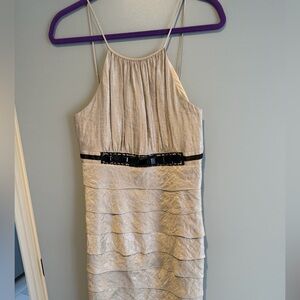 I.N. Studio Metallic Backless Dress with Black Detail